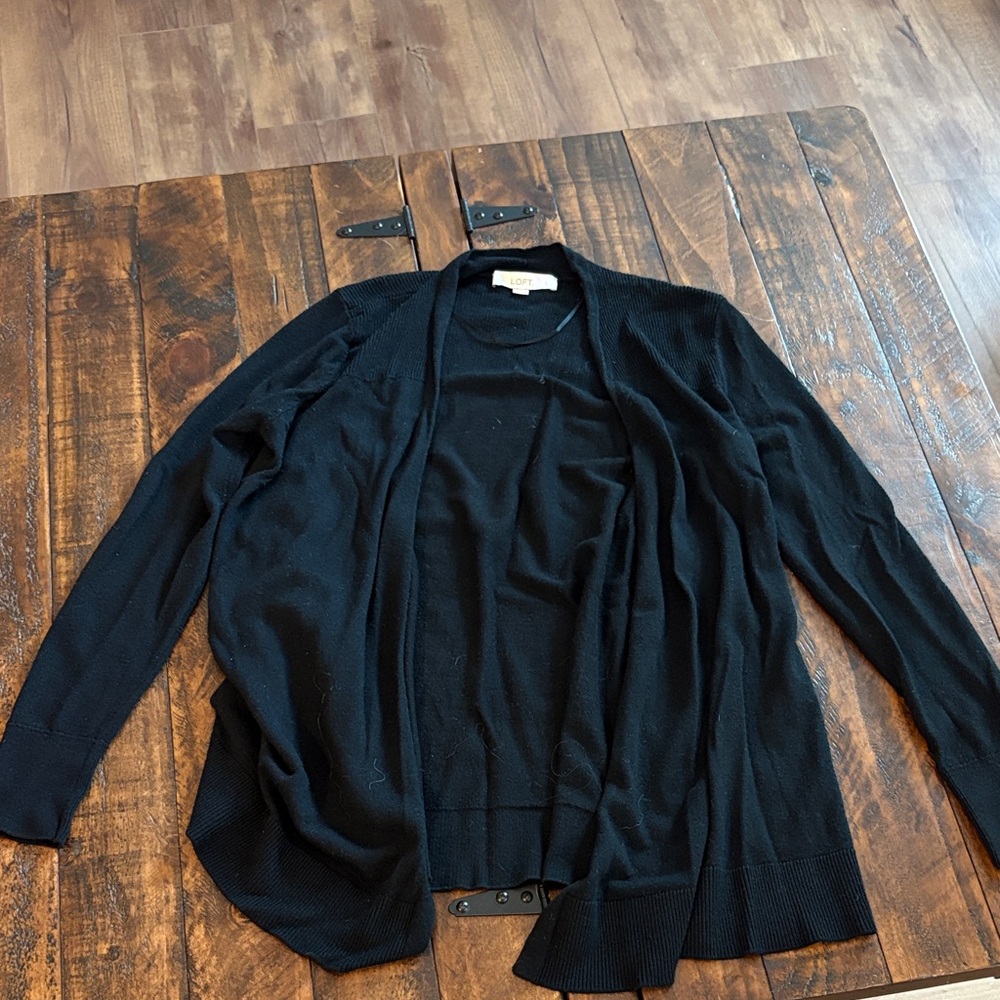 LOFT Black Open-Front Cardigan